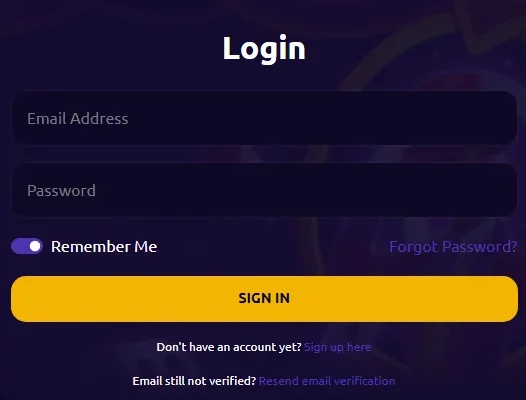 SpinTime login section in the casino interface